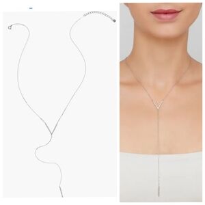 Adornia Sterling Silver Swarovski Crystal Accented V Necklace